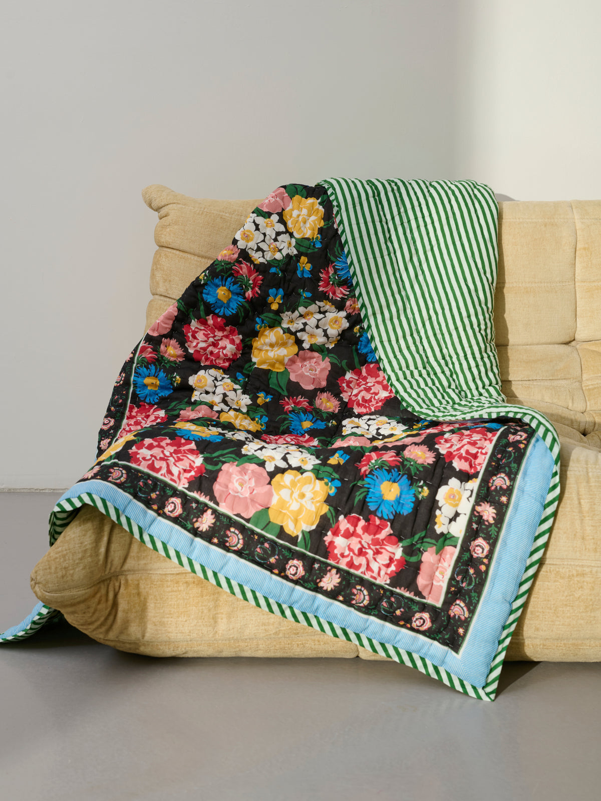 Plaid matelassé réversible sarong