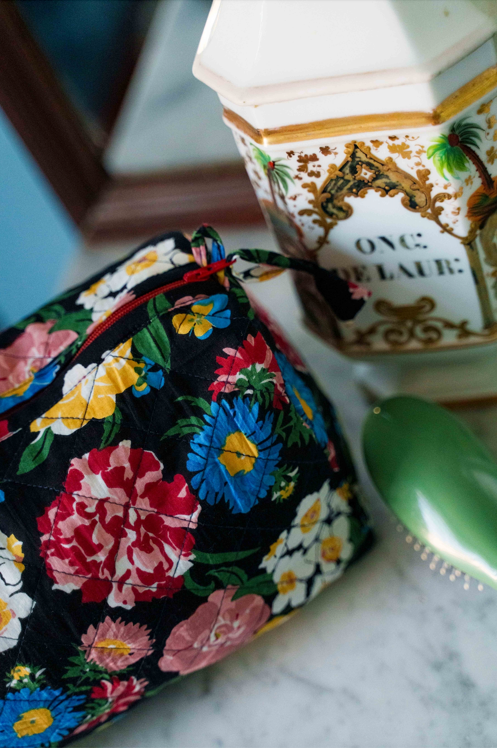 Trousse de toilette matelassée ronde
