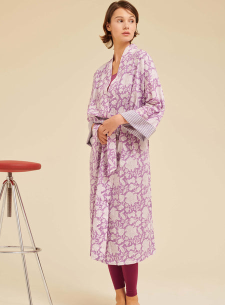 Long kimono PURPLE FLOWERS