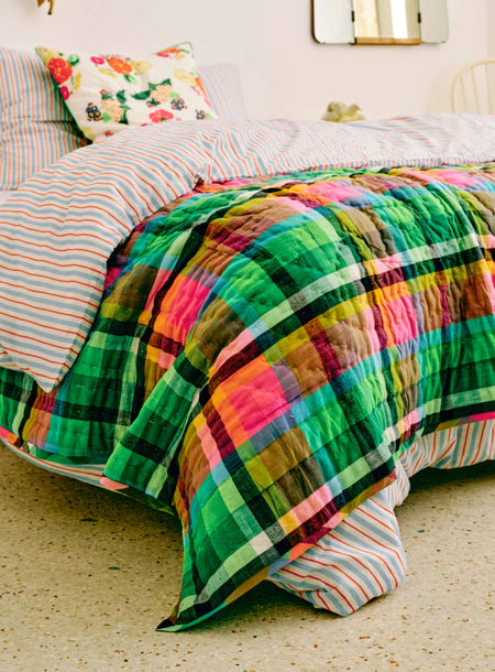 Plaid matelassé réversible sarong