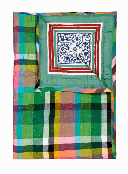 Plaid matelassé réversible sarong