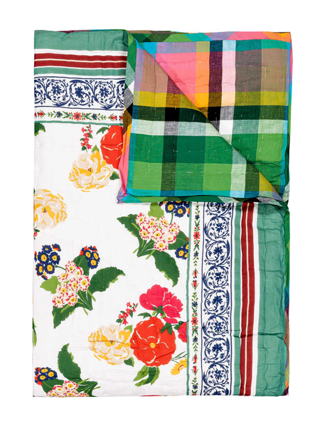 Plaid matelassé réversible sarong