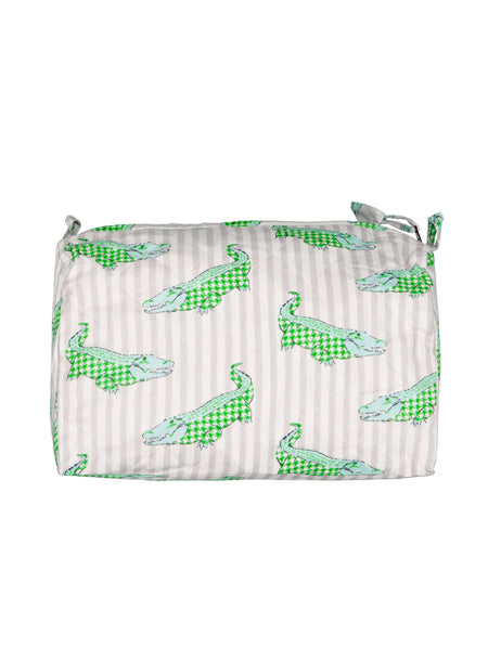 CROCODILE round quilted toiletry bag