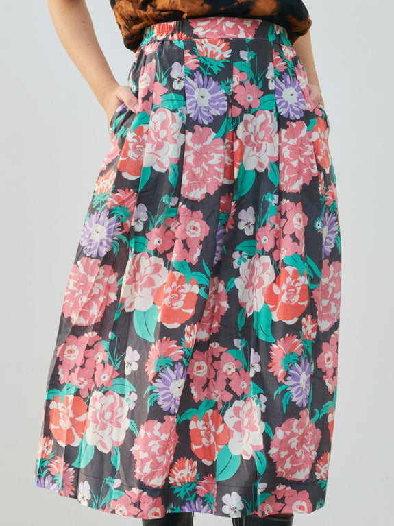Boutique SEE BY CHLOE Jupe taille haute en coton imprimé fleur violet et vert Taille 36 Boutique SEE BY CHLOE Jupe taille haute en coton imprimé fleur violet et vert Taille 36
