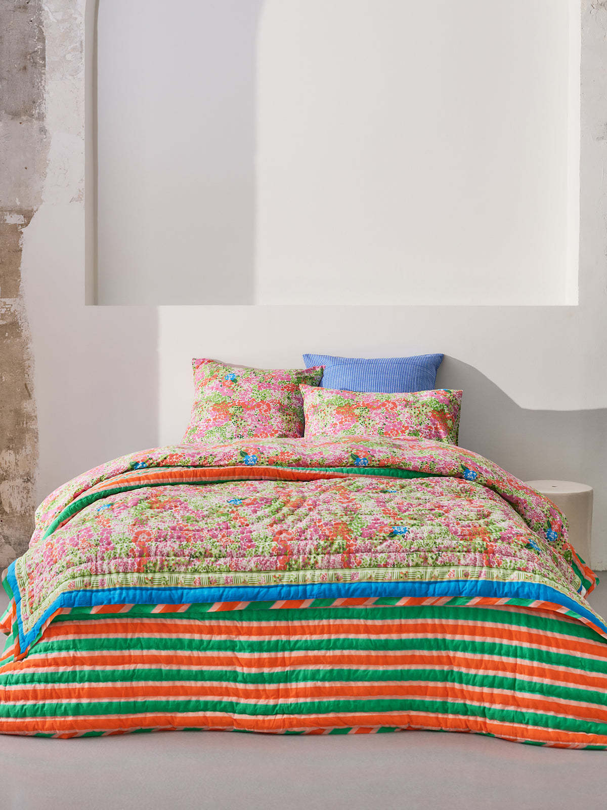 Plaid matelassé réversible sarong