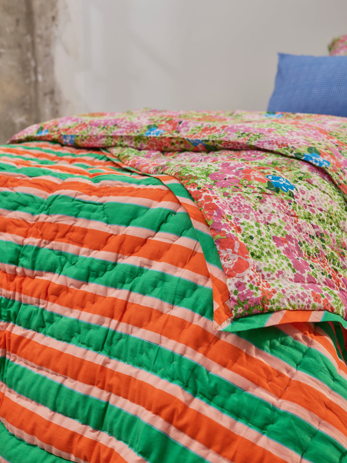 Reversible quilted blanket