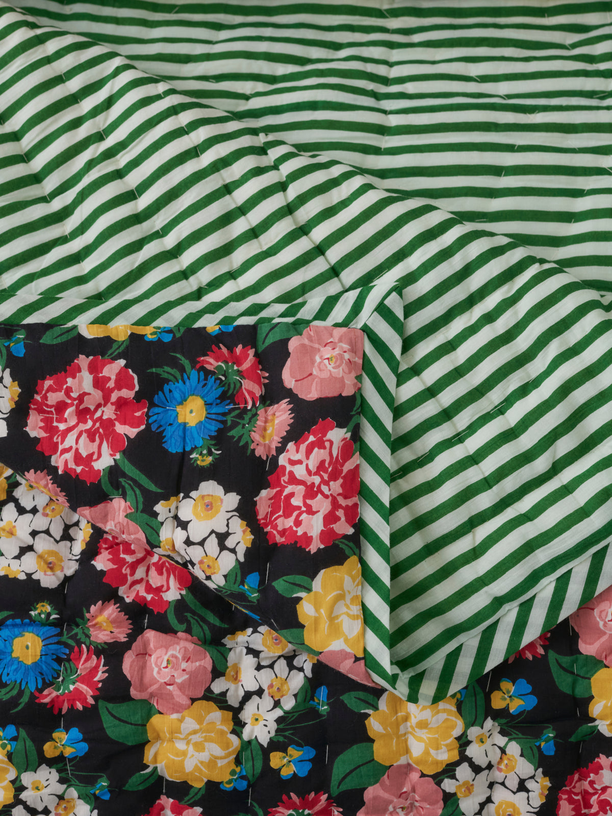 Reversible quilted blanket