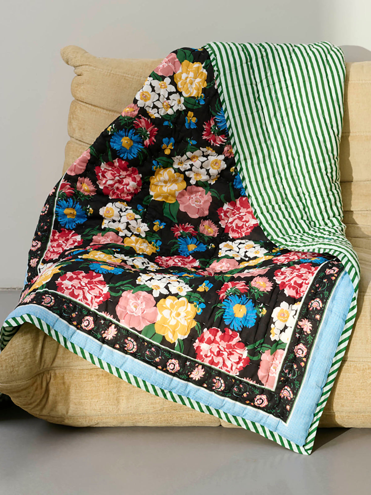 Reversible quilted sarong throw