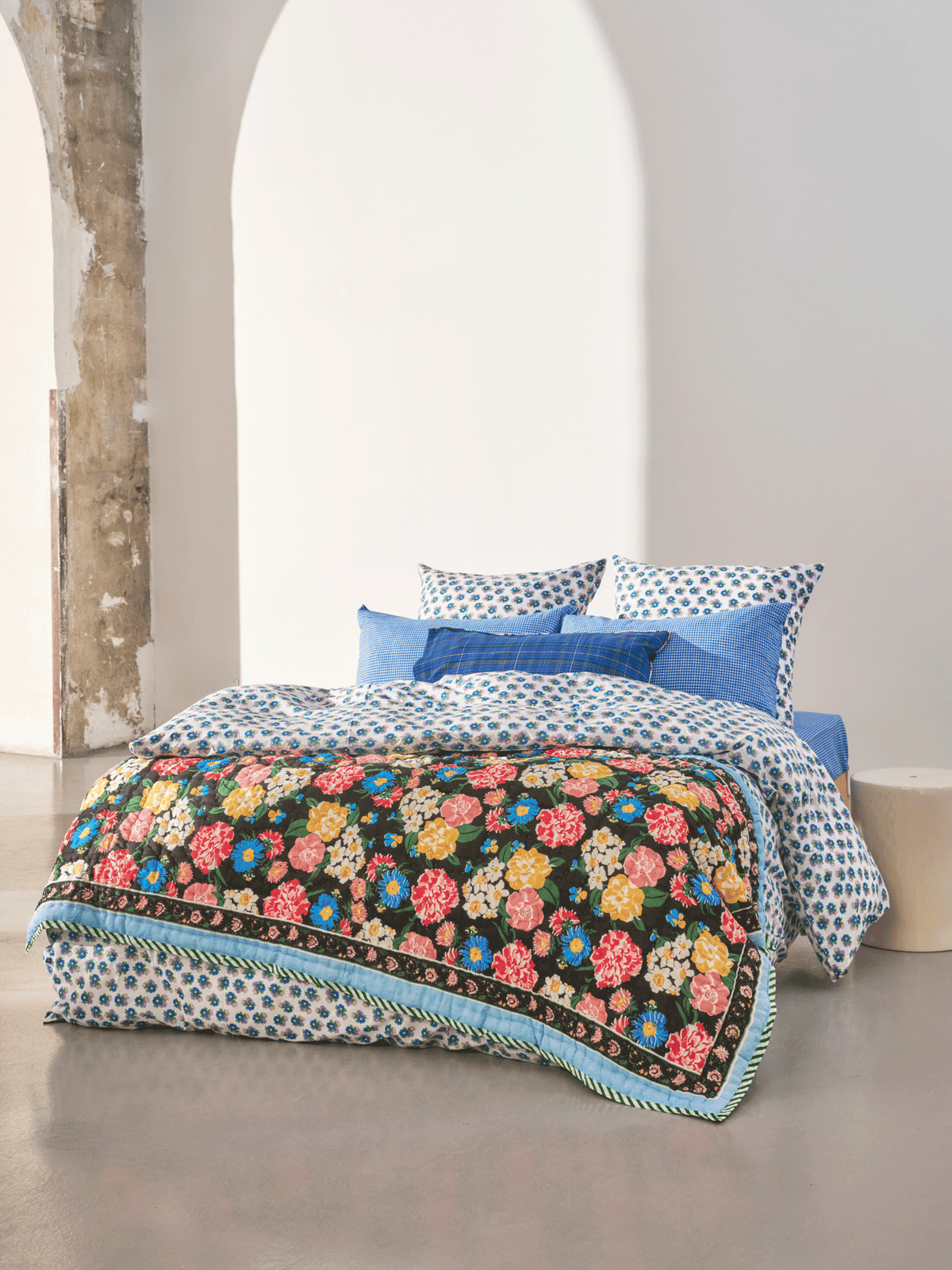 Plaid matelassé réversible sarong