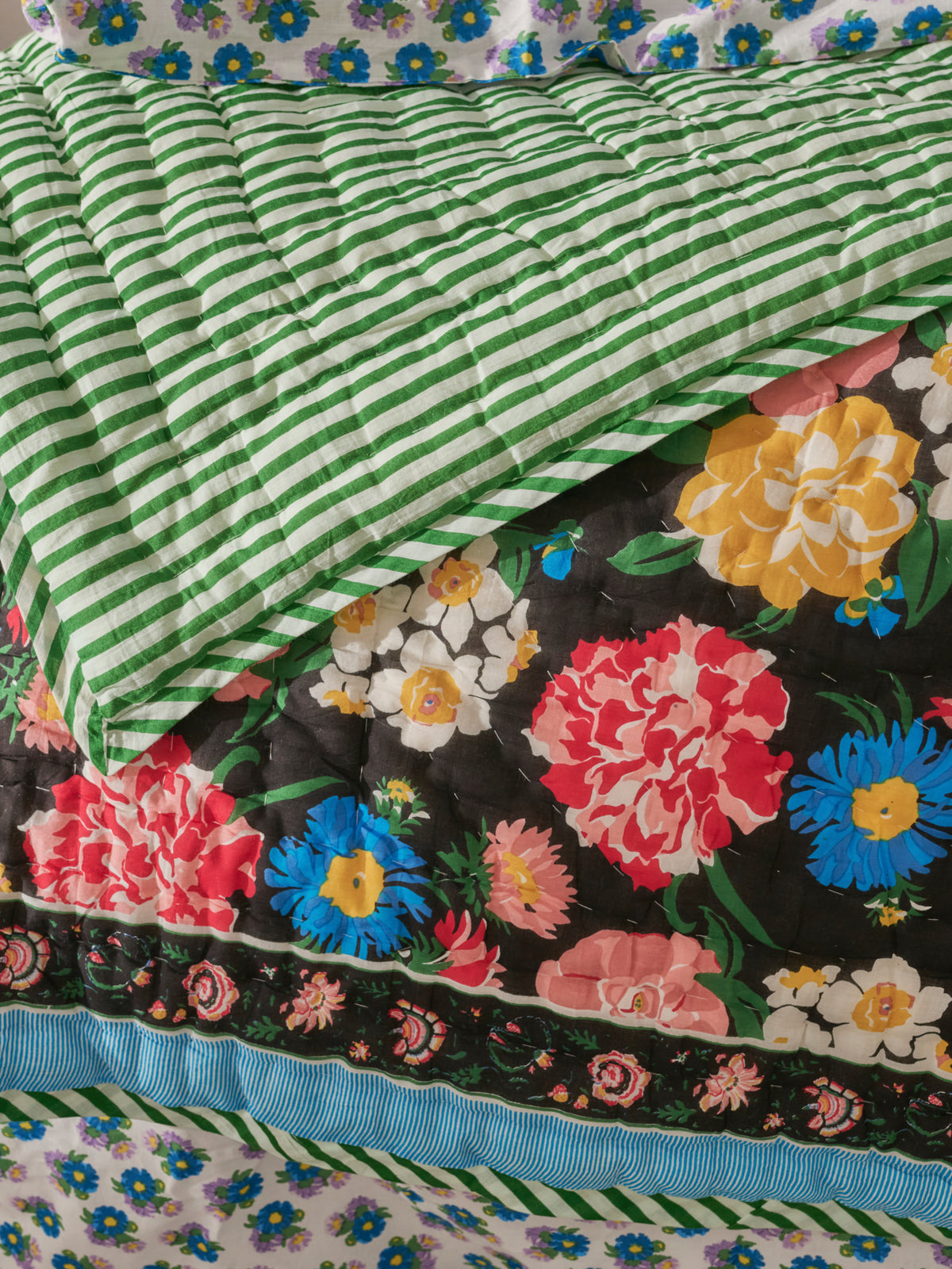 Reversible quilted sarong throw