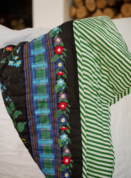 Plaid matelassé réversible sarong