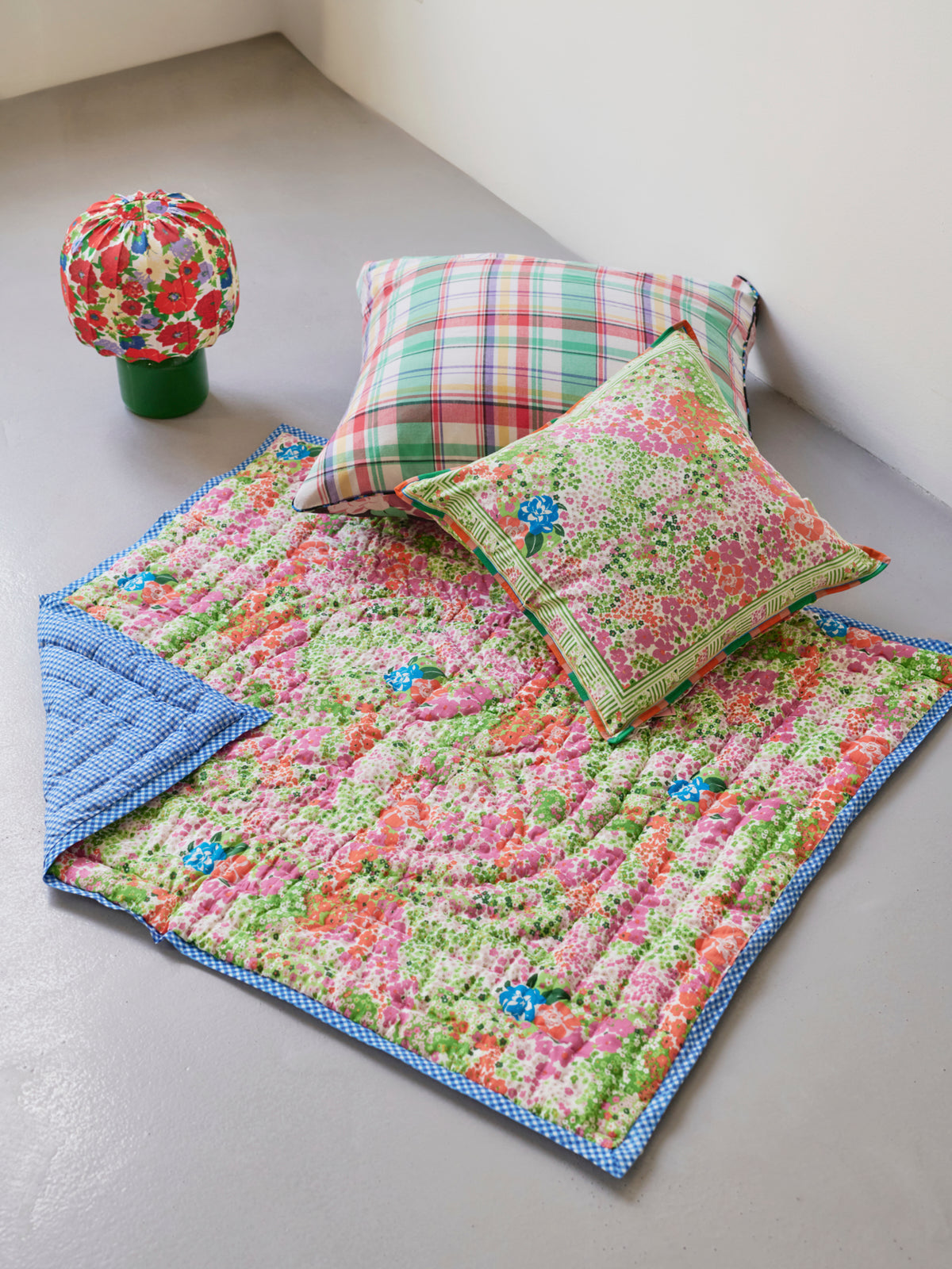 Reversible quilted play mat
