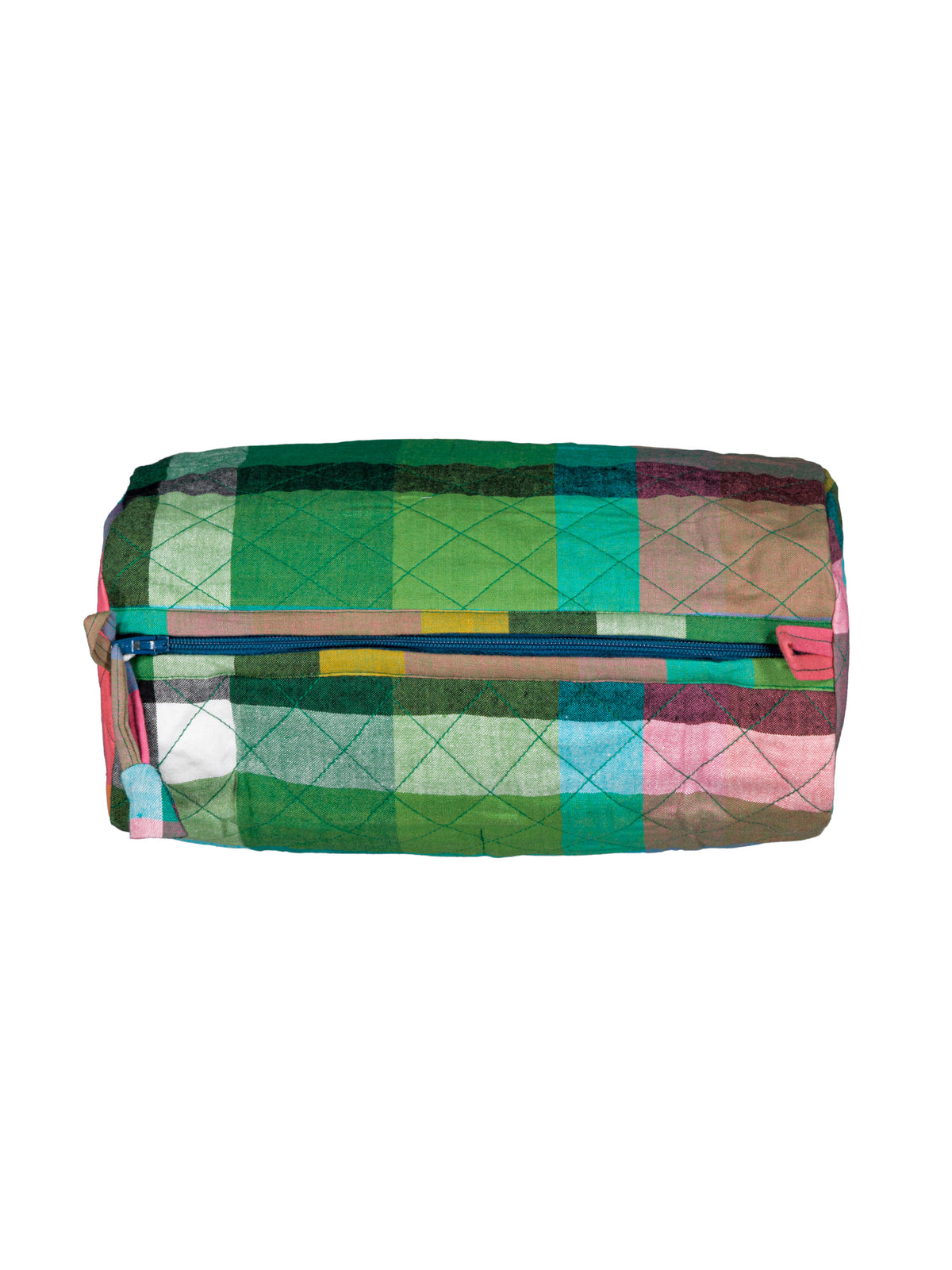 Round quilted toiletry bag