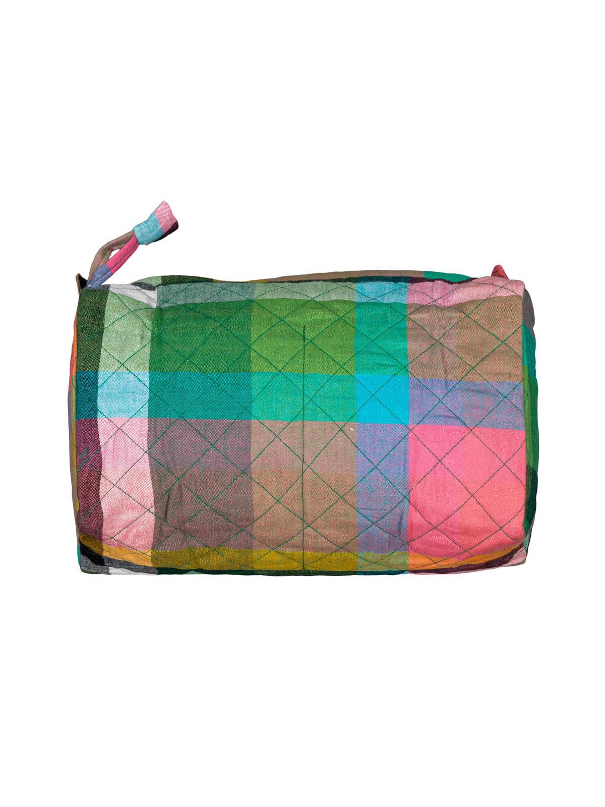 Round quilted toiletry bag