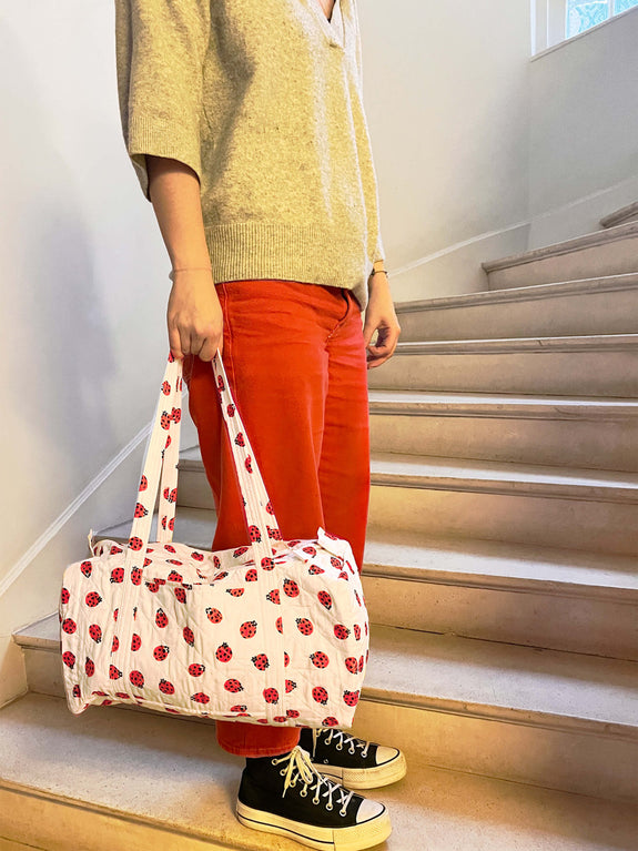 Lady birds quilted bag
