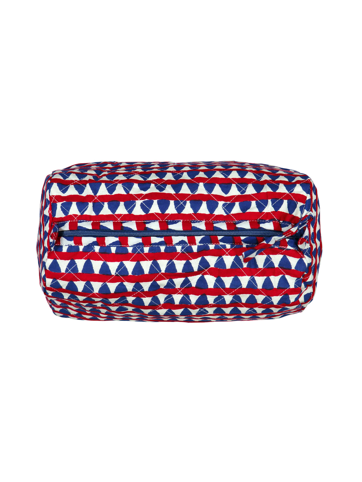 Round quilted toiletry bag